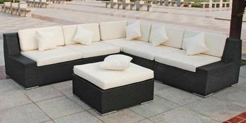 Outdoor Rattan Furniture , Garden Sectional Sofa Set With Ottoman