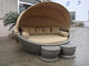 Cane Garden Daybed With Tea/ Coffee Table , Wicker Oval Daybed