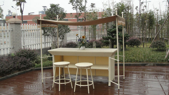 White Resin Wicker Bar Set , Modern Rattan Conservatory Furniture