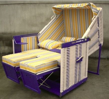 Fir Wood And PE Rattan Roofed Beach Chair With 260g Terylele Fabric
