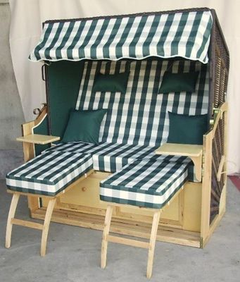 All Weather 2 Seat Roofed Wicker Beach Chair & Strandkorb For Garden