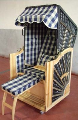 Outdoor Beach Yellow Roofed Wicker Beach Chair & Strandkorb , UV Resistant