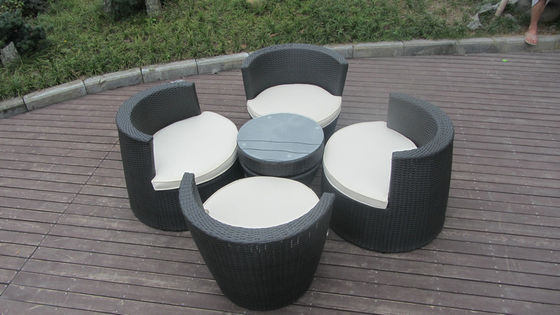 Black Poly Rattan Obelisk Chair For Office / Commercial Building