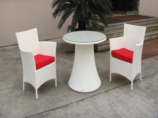 Hand-Woven Poly Rattan Garden Dining Sets With White Cushion