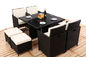 8CM Thickness Cushion Rattan Dining Table And Chairs 4PCS Ottoman Covered