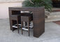 Resin Wicker Bar Set , Dark Brown Rattan Conservatory Furniture