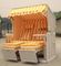 Roofed Wicker Beach Chair & Strandkorb With Orange 10cm Thickness Cushion