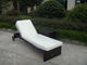 PE Rattan Sun Lounger , Cane Beach Lounge Chair With Side Table