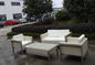 All Weather White Outdoor Rattan Sofa For Garden / Patio / Bar