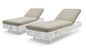 Round White Wicker Outdoor Rattan Daybed Lounge Furniture